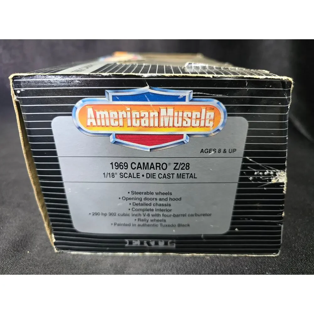 ERTL American Muscle '69 Black Chevy Camaro Z/28 1/18 Scale Die Cast Metal Car